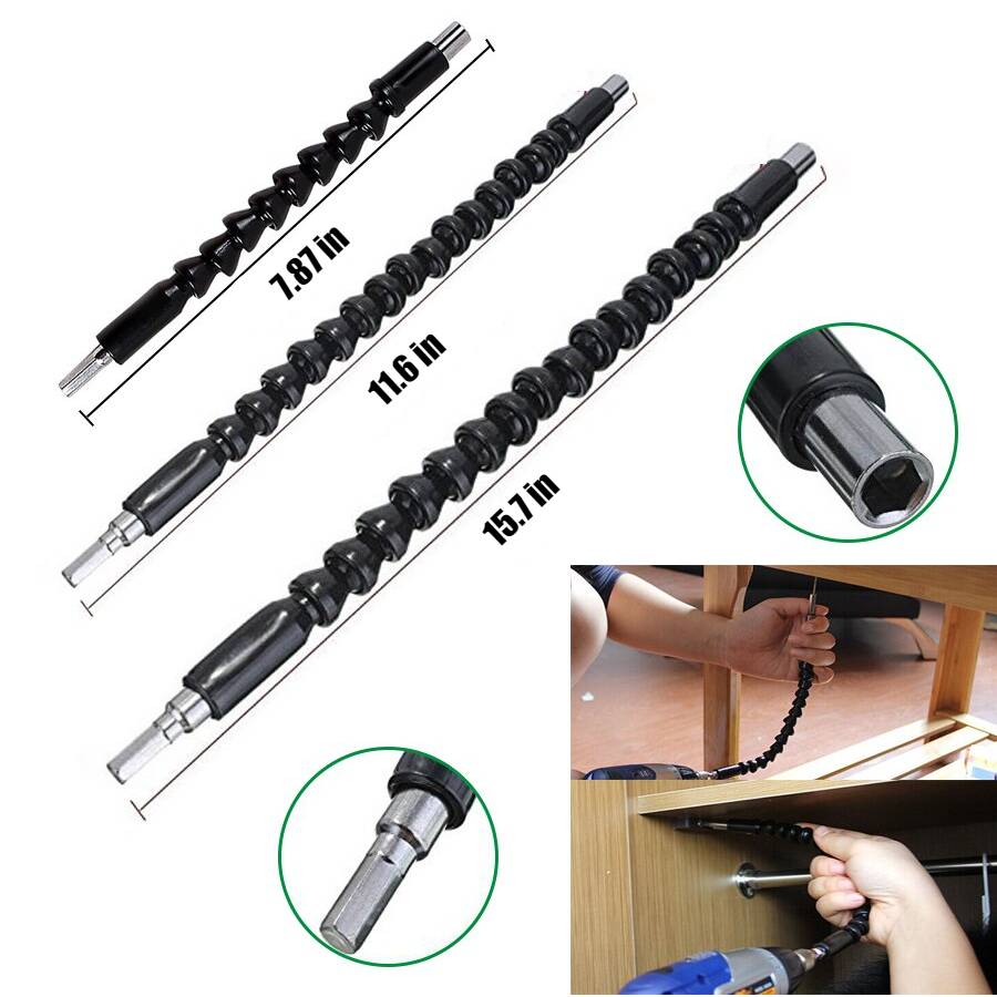 Flexi Shaft Drill Extension Car Repair & Specialty Tools Set of 3 : 7.87in / 11.6in / 15.7in Flexi Shaft Drill Extension Car Repair & Specialty Tools Set of 3 : 7.87in / 11.6in / 15.7in
