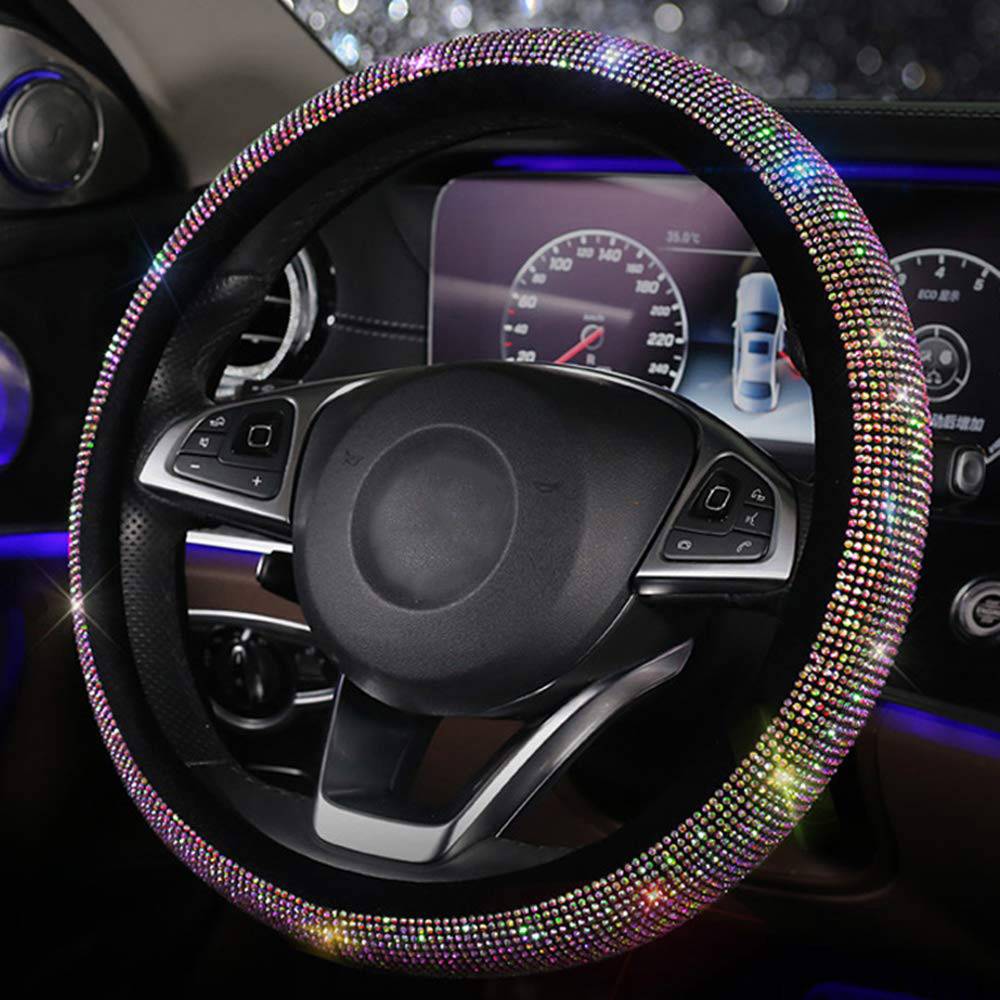 1 Pcs Fashion Rhinestones Crystal Car Steering Wheel Cover PU Leather Steering-wheel Covers Auto Accessories Case Car Styling