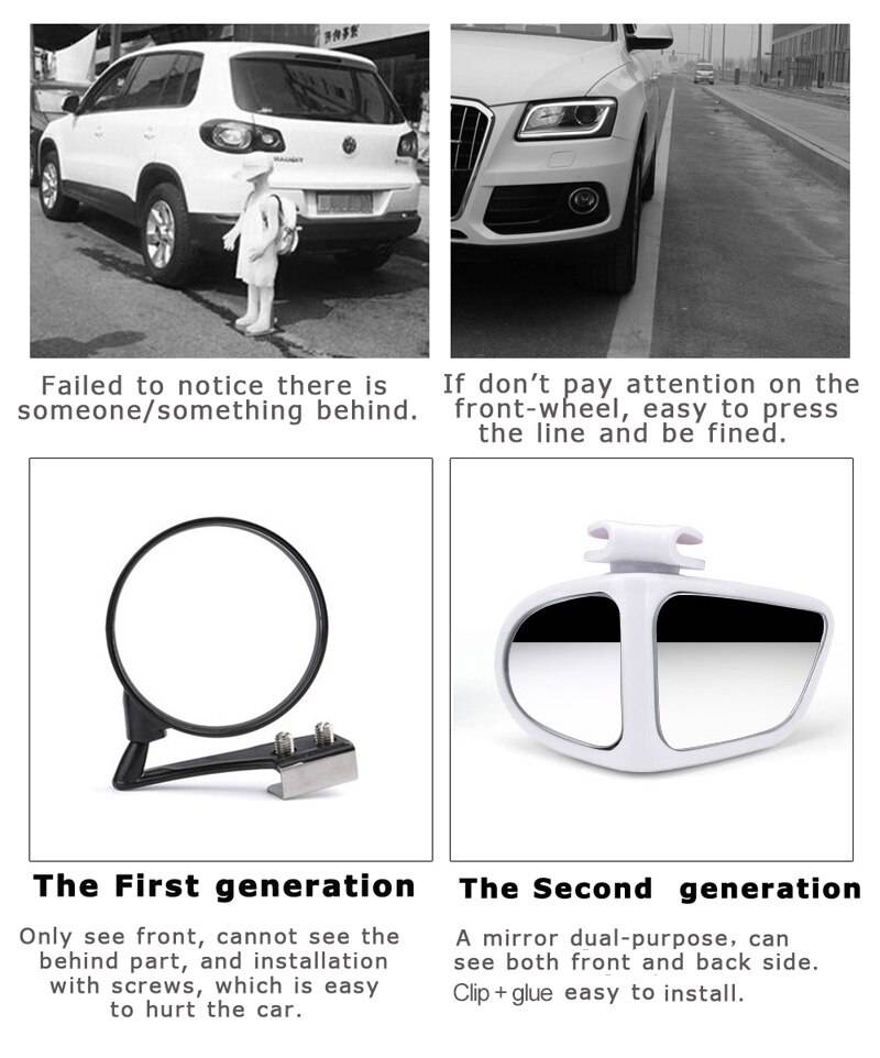 360 Degree HD Car Blind Spot Mirror Rotatable Adjustable 2 Side Wide Angle Exterior Automobile Rear View Mirror  Parking Mirror